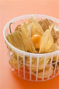 Physalis in a plastic basket