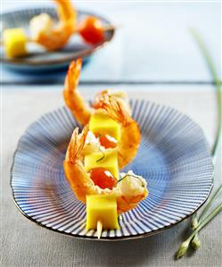 Prawn and mango kebabs