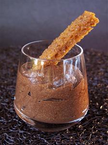 Mousse au chocolat with spiced finger biscuit