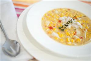 Crab and sweetcorn and soup