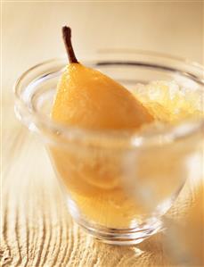 Poached pear with granita