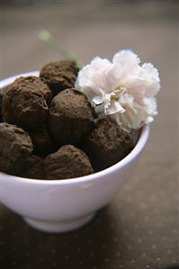 Chocolate truffles in a bowl