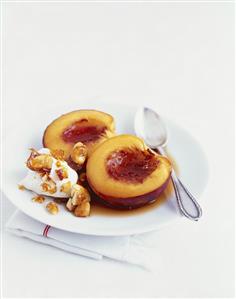 Baked nectarine with mascarpone