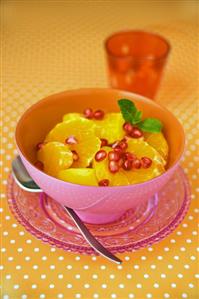 Orange salad with pomegranate seeds