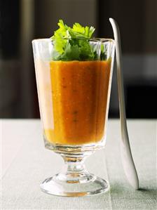 Gazpacho (Spanish cold vegetable soup) in glass