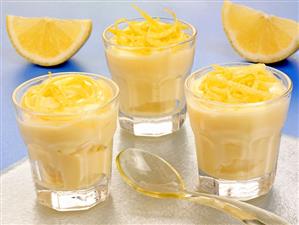 Three glasses of lemon mousse