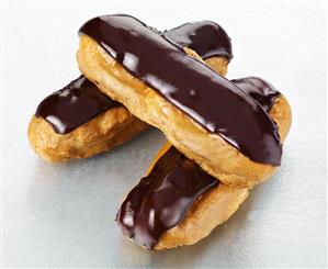 Three chocolate eclairs