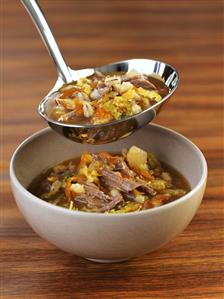 Beef broth with meat and vegetables