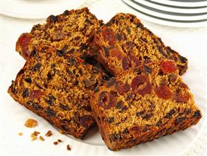 Four slices of fruit cake