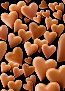 Chocolate hearts, black background