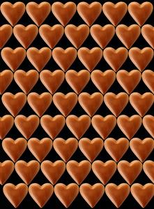 Chocolate hearts, black background