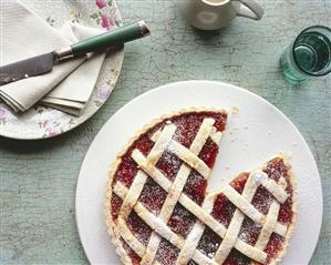 Cherry crostata, a piece taken