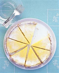 Tarte au citron, cut into pieces