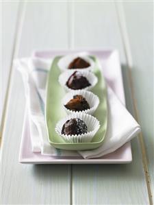 Chocolate truffles in paper cases