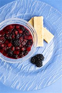 Cold blackberry soup with sponge fingers