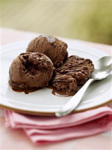 Chocolate ice cream on plate