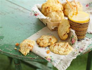 Apricot biscuits and orange juice