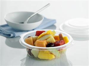 Fruit salad in plastic container to take away