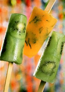 Homemade Kiwi and Canteloupe Ice Pops