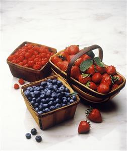 Assorted Berries in Baskets