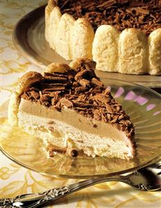 Slice of Ice Cream Cake; Chocolate Shavings