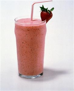 Strawberry Smoothie with a Straw