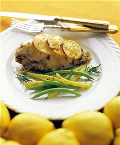 Lemon Rosemary Chicken; Green and Wax Beans