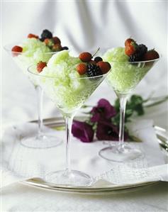 Honeydew Lime Ice with Berries