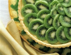 Kiwi Custard Tart from Overhead