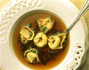 Cheese Tortellini Soup with Peas