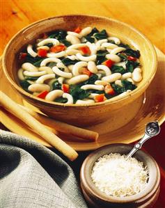 Bowl of Vegetable Soup with Pasta