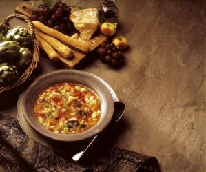 A Bowl of Minestrone Soup with Pasta