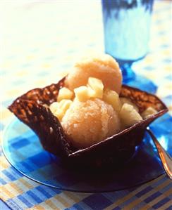 Melon Sorbet in a Chocolate Cup