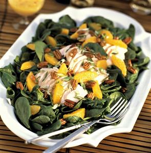 Sliced Chicken Mandarin and Pecan Salad