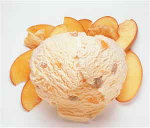 Peach Ice Cream Scoop; Peach Slices