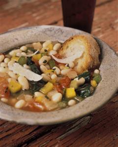 Rustic Bean Soup with Toasted Bread and Parmesan