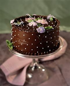 Chocolate Cake with Candied Flowers