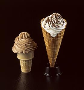 Vanilla and Chocolate Soft Ice Cream Cones