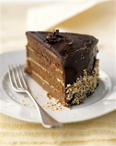 A Slice of Four Layer Chocolate Walnut Cake