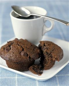 A Chocolate Chip Muffin with Coffee