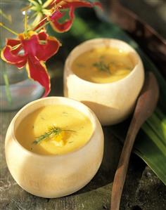 Chowder, garnished with dill