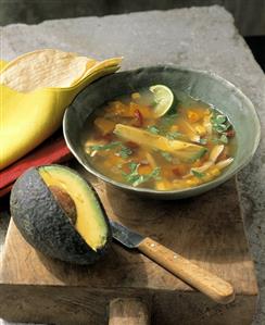 Spicy Mexican Corn and Avocado Soup