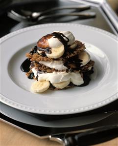 Wafers Layered with Whipped Cream and Bananas