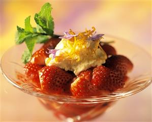 Fresh Strawberries with Orange Flavored Whipped Cream