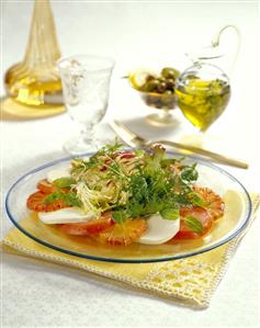 Mesclun Salad with Tomato, Moxxarella and Blood-Orange