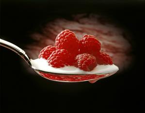 A Spoonful of Raspberries and Cream; Close-Up