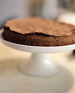 Single Layer German Chocolate Cake on Cake Stand