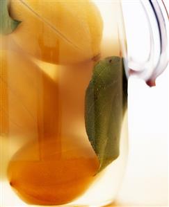 Whole Lemons with Leaves in a Pitcher of Water