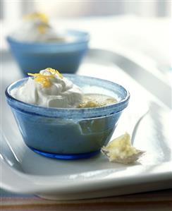 Lemon Sponge Pudding with Whipped Cream