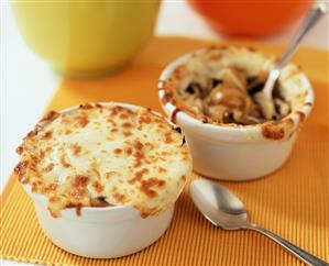 Onion soup with cheese topping (France)